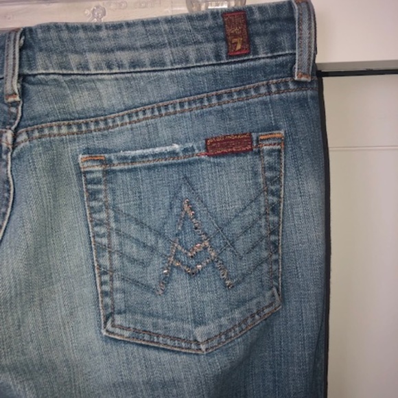 7 For all Mankind Capri light denim Stretch Jeans size 30 w/22" inseam - Picture 2 of 9